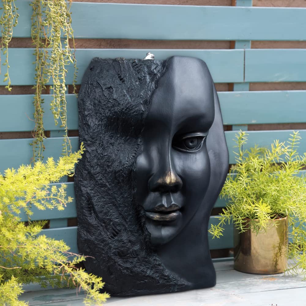 Angels and Demons Water Fountains Outdoor Indoor Garden Statue Fiberglass Decorative Fountain in Antique Brass Color 20" Height