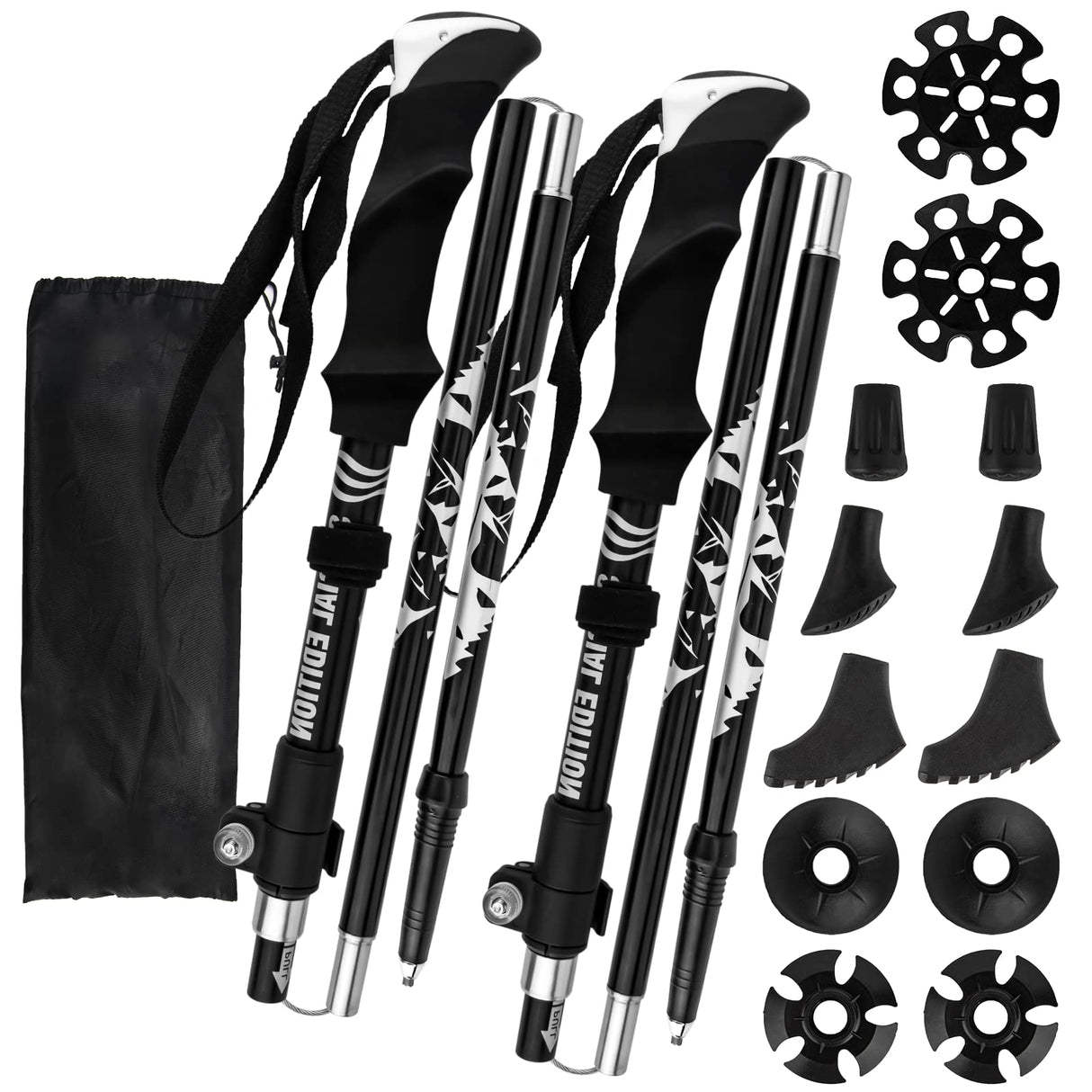 Trekking Poles 2 Pack Lightweight Telescopic Hiking Poles, Adjustable and Foldable Hiking Poles for Walking aid, Backpacking, Camping and Hiking