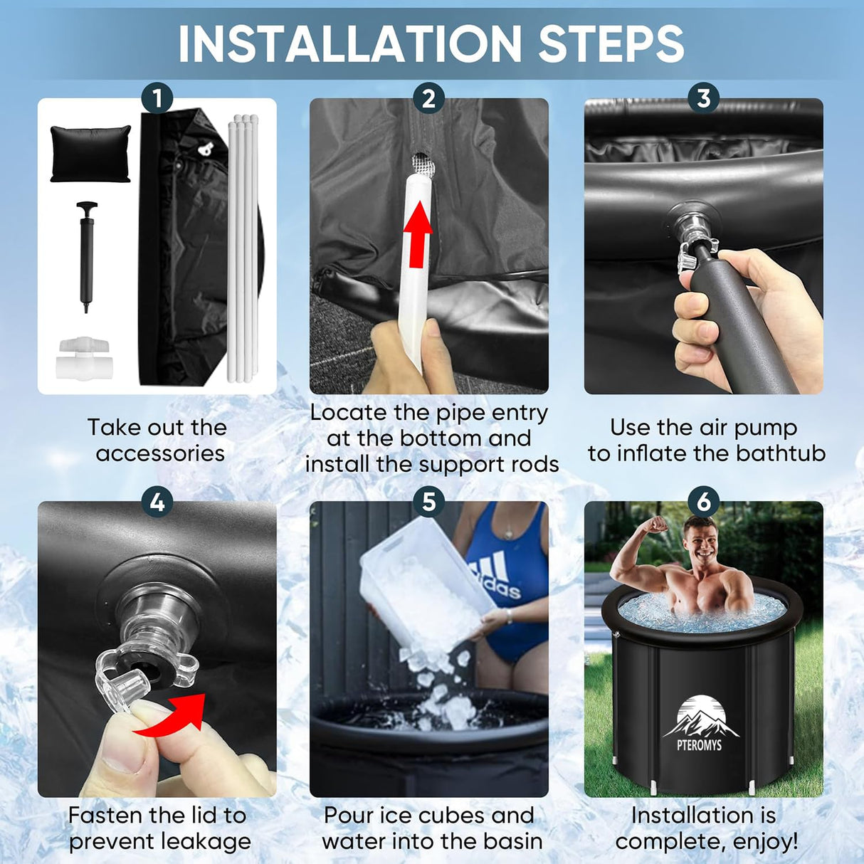 Large Ice Bathtub for Athletes with Lid Portable Hot Tub Cold Plunge Therapy Training-Adult Spa for Ice Baths Soaking Ideal for Hot Bath Ice Bath (tub-75 * 75)