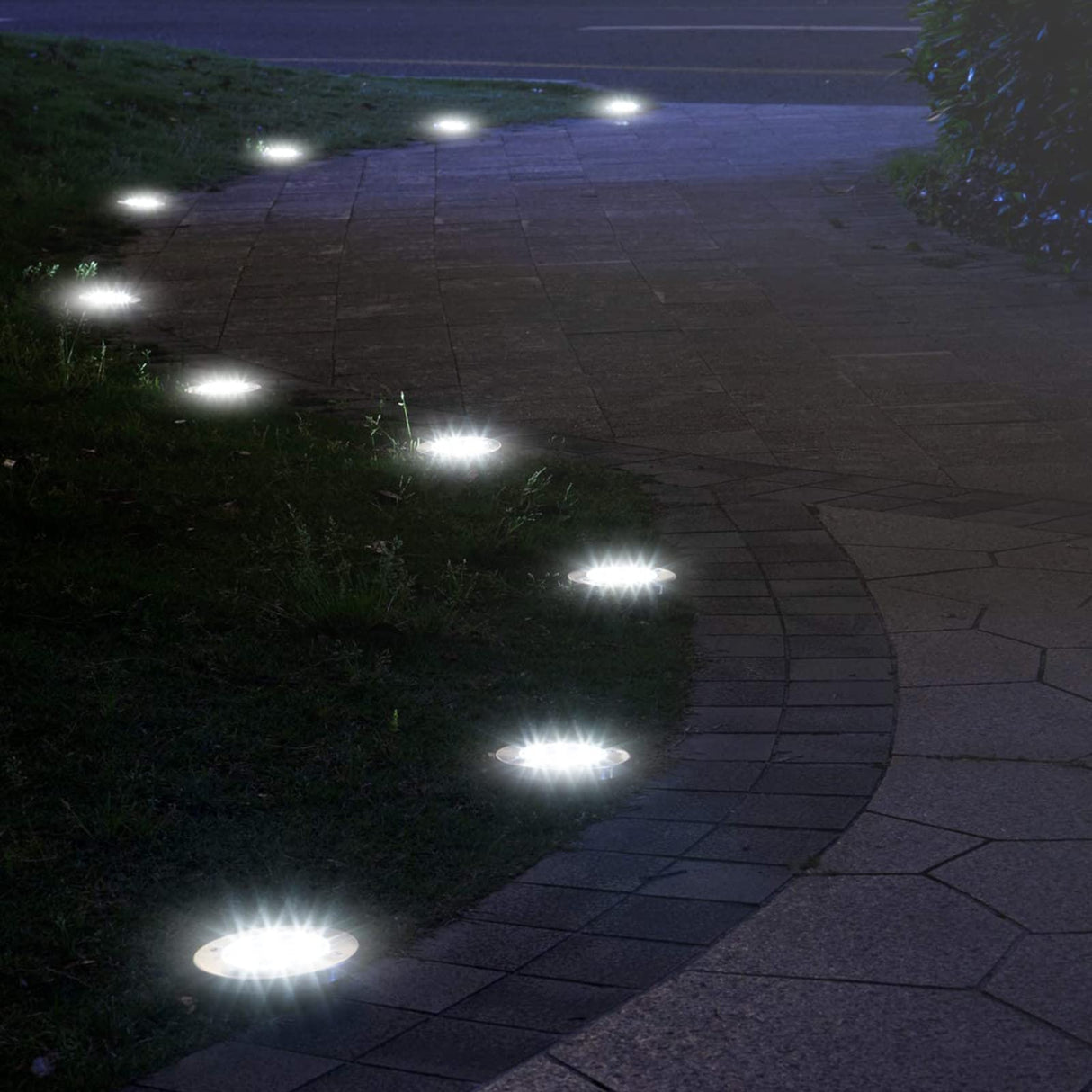 12 Pack Solar Garden Light, Waterproof Solar Ground Disk Light, Outdoor Garden LED Solar Ground Lights for Pathway/Patio/Walkway/Path/Driveway/Lawn/Landscape Lighting (White)