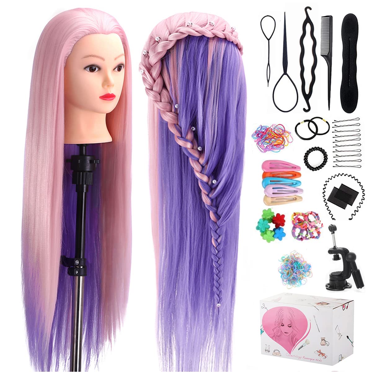 29-Inch Pink & Purple Synthetic Training Head with Clamp