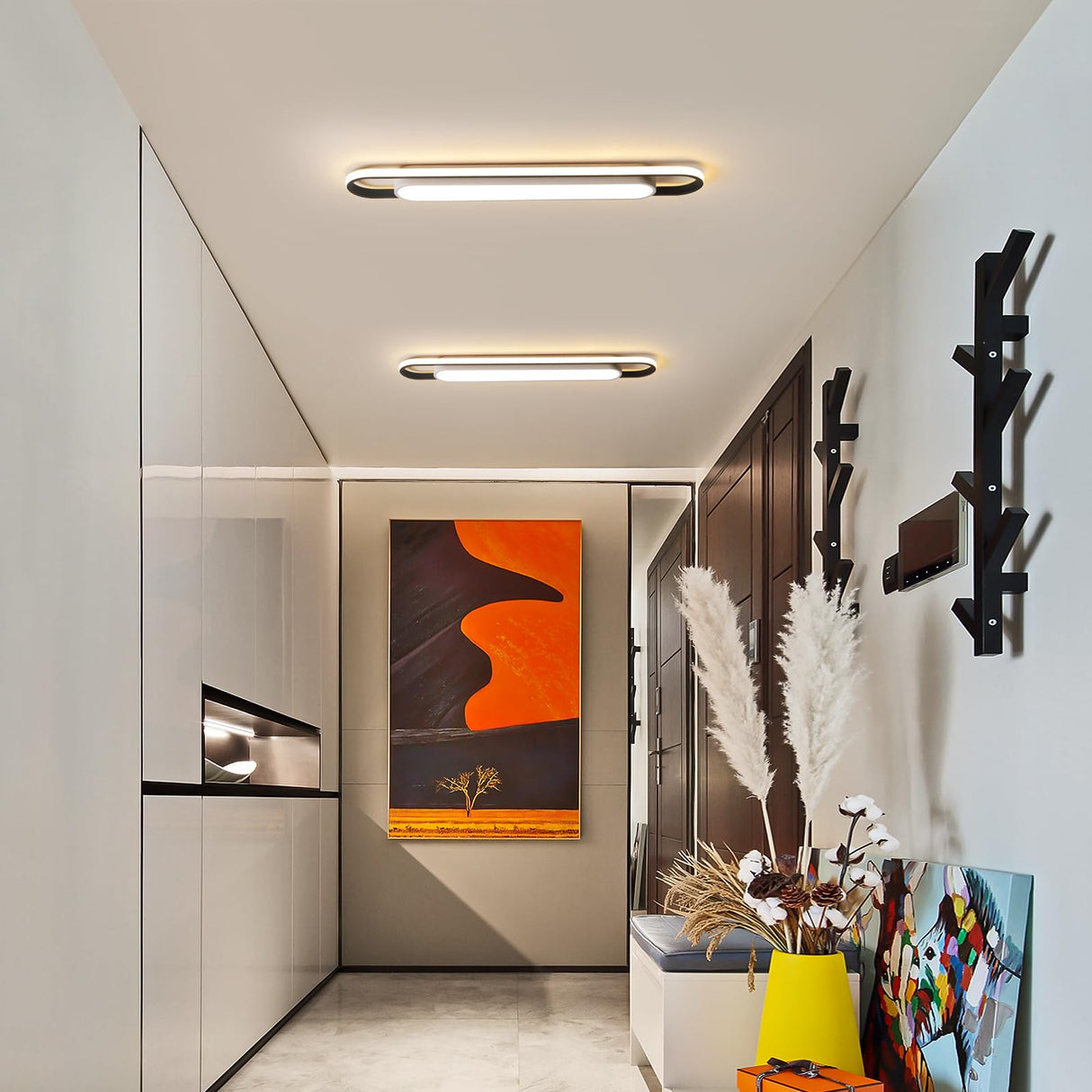 Modern LED Ceiling Light,28.3" Flush Mount Ceiling Lamp,50W Dimmable Metal Ceiling Chandelier Lighting Fixture for Living Room Bedroom Dining Room Office Hallway Aisle