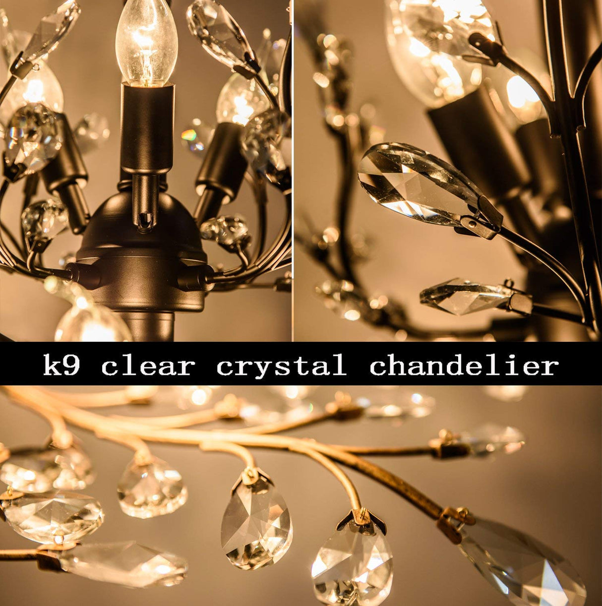 Vintage K9 Clear Crystal Chandeliers,Ceiling Lighting,Pendant Lighting Flush Mounted Fixture with 3 Light for Living Room Dinning Room Restaurant Porch Hallway