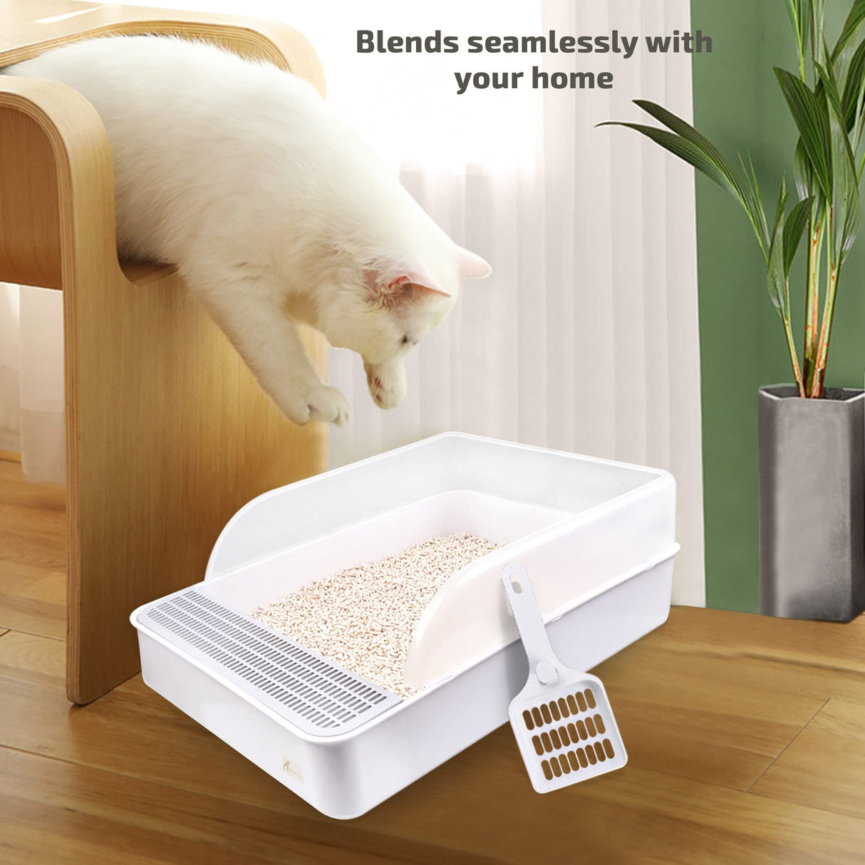 Cat Litter Tray with Free Scoop Easy Installation Suitable for Large Cat