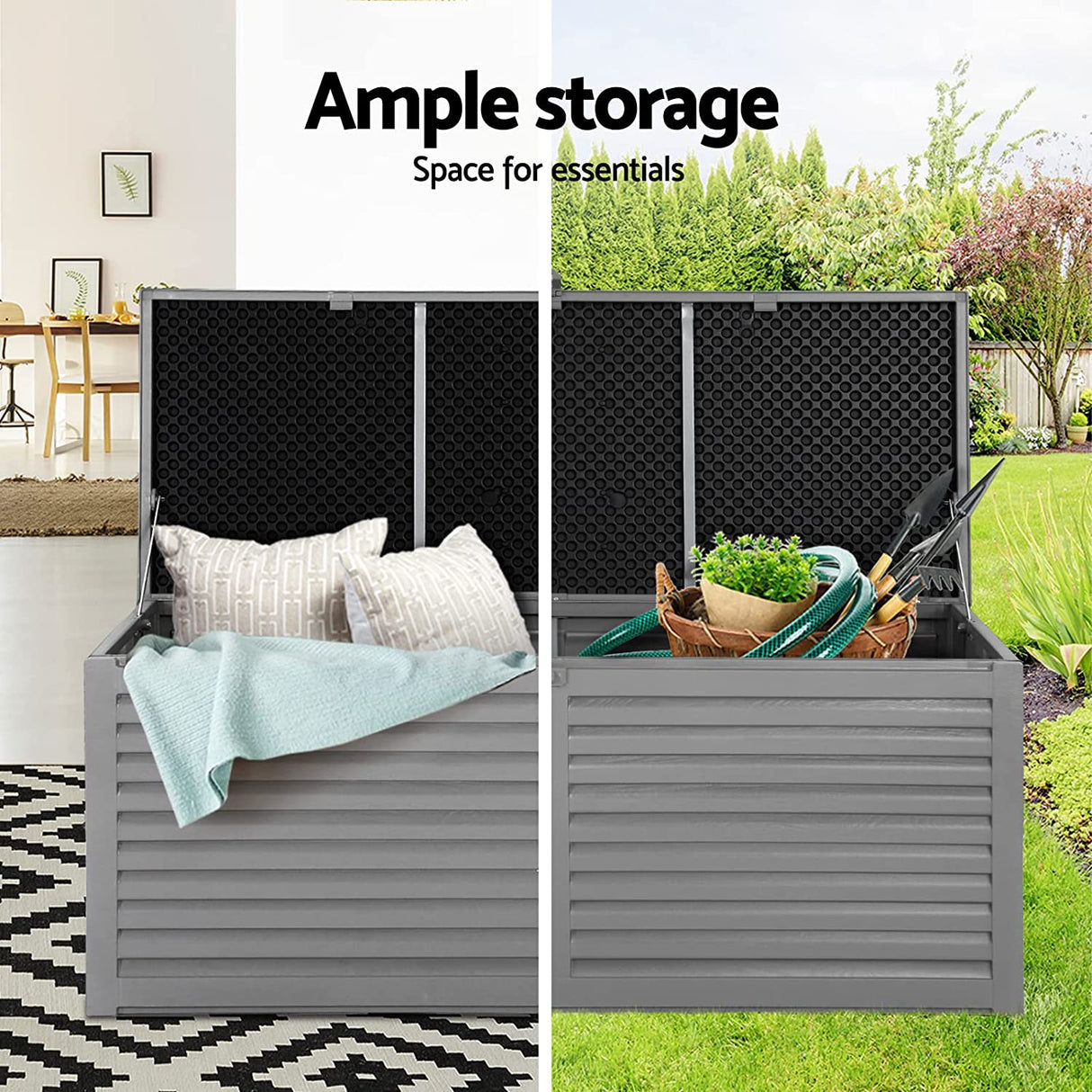Gardeon Outdoor Storage Box Bench Seat Lockable Garden Deck Toy Tool Sheds 390L