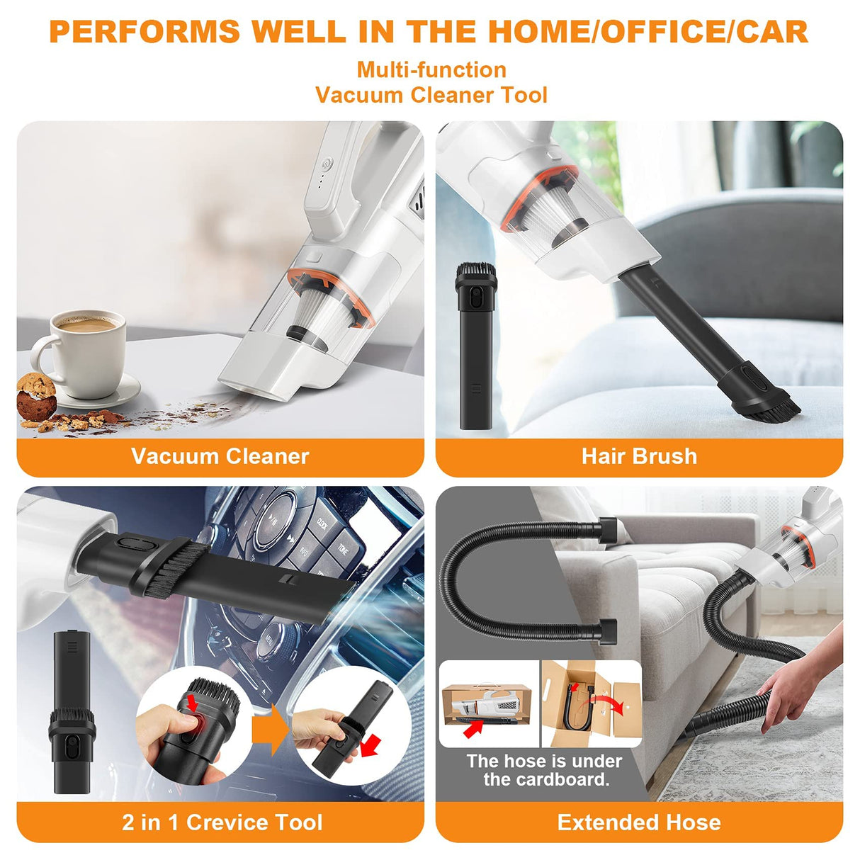 Car Vacuum, 2 Speed Handheld Vacuum, 7500Pa Strong Power Suction,2000mAh Battery Rechargeable,Auto Portable Lightweight Handheld Vacuum Cordless for Car Home Office,Wet & Dry Clean