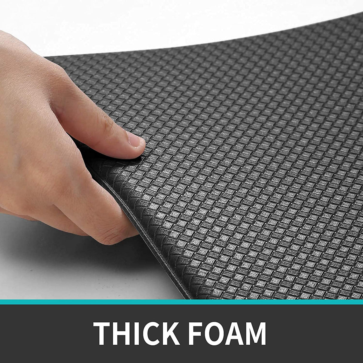 Cushioned Kitchen Floor Mat, Non-Slip Waterproof Standing Kitchen Rugs and Mats for Home (45x75+45x150cm, Black/Grey)