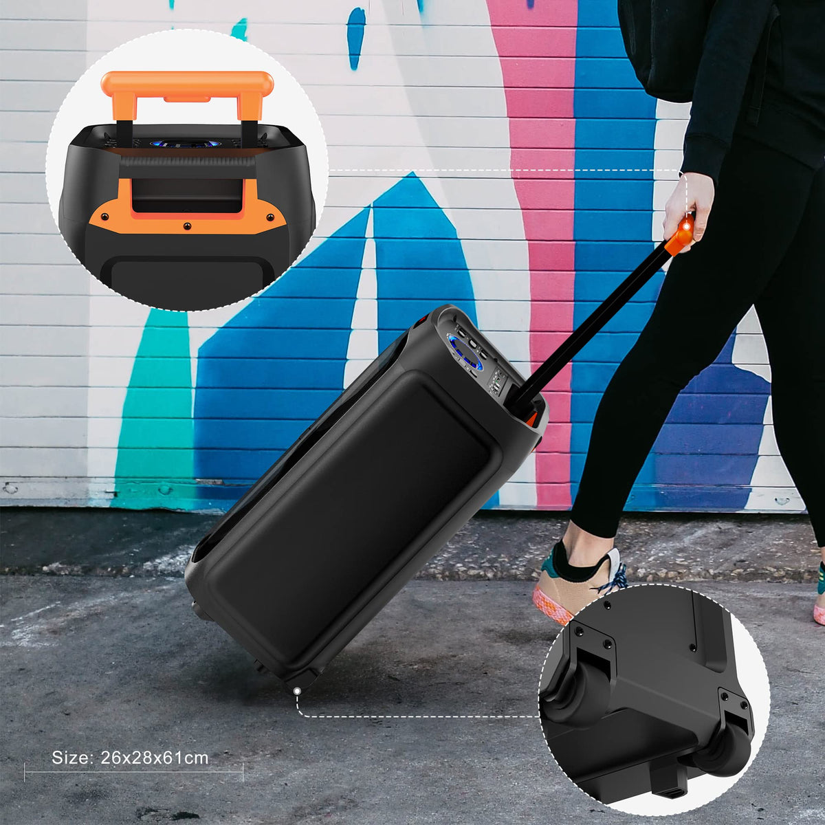 JYX T9 Dual 8-Inch Trolley Karaoke Speaker with 2 Microphones