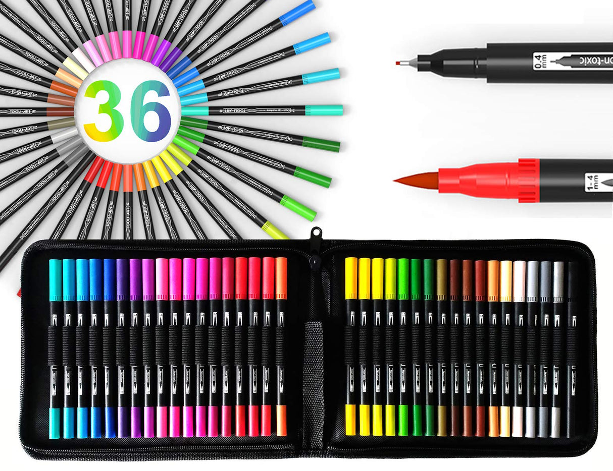 36 Dual Tip Brush Pens