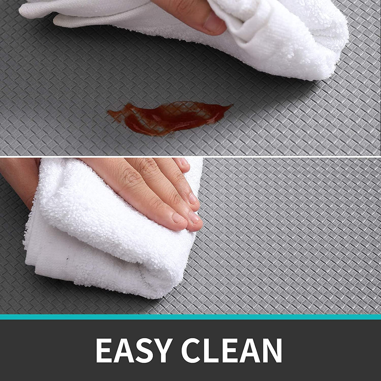 Cushioned Kitchen Floor Mat, Non-Slip Waterproof Standing Kitchen Rugs and Mats for Home (45x75+45x150cm, Black/Grey)