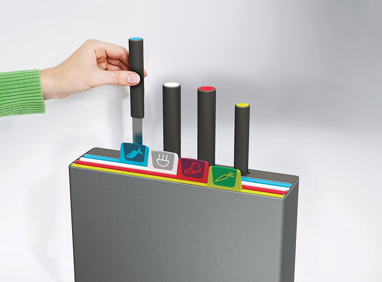 Cutting Board Set with 4 Matching Knives and Storage Case