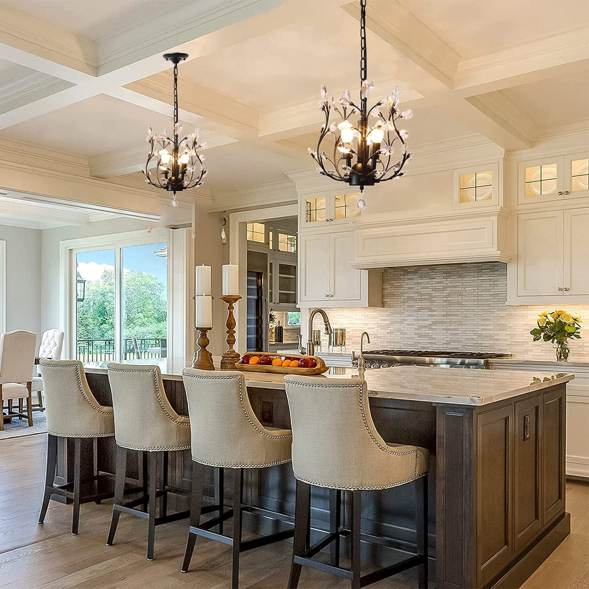 Vintage K9 Clear Crystal Chandeliers,Ceiling Lighting,Pendant Lighting Flush Mounted Fixture with 3 Light for Living Room Dinning Room Restaurant Porch Hallway