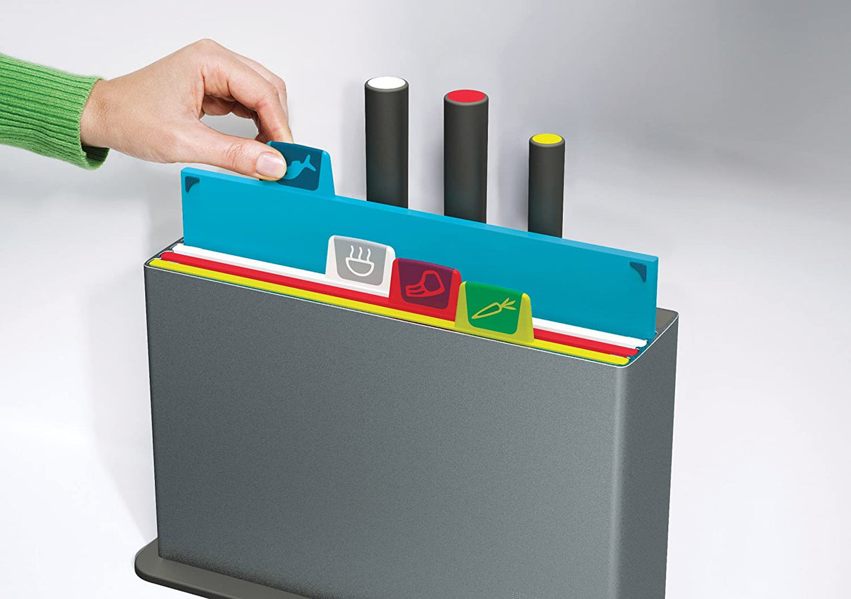 Cutting Board Set with 4 Matching Knives and Storage Case