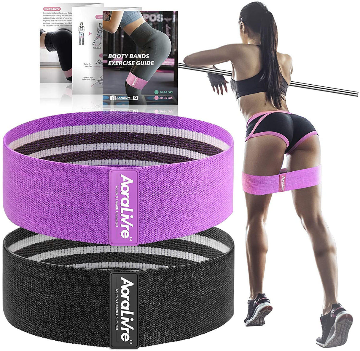 Aoralivre Fabric Resistance Bands 2 Pack