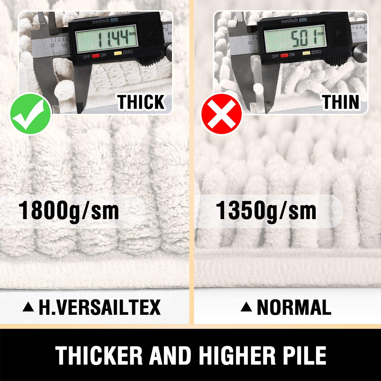 PrinceDeco Bathroom Rugs Bath Mats for Bathroom Non Slip Chenille Bathroom Rug Mat and Absorbent Shaggy Rugs Washable Dry Fast Plush Area Carpet Mats - (2 PCS - 51cm x 81cm / 43cm x 61cm), Ivory