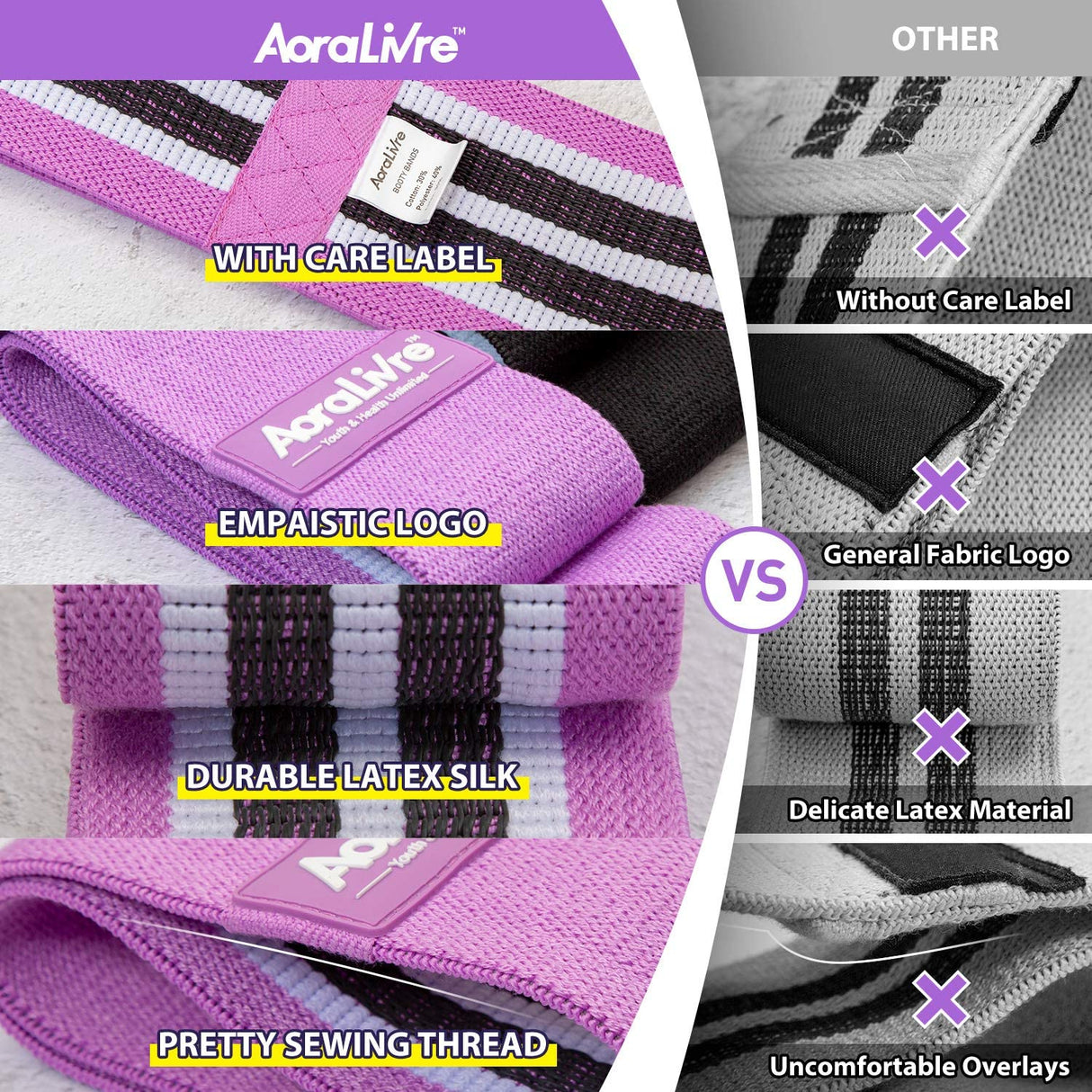 Aoralivre Fabric Resistance Bands 2 Pack