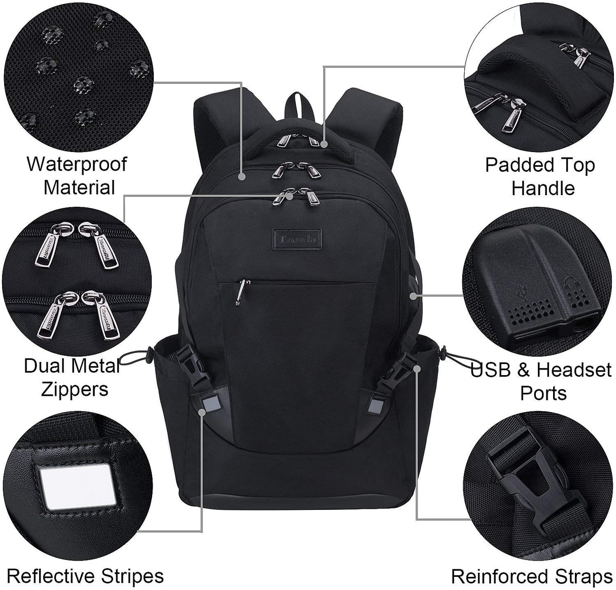 Travel Laptop Backpack Water Resistant Business Backpack USB Charging Port Computer Backpack Men Women College School Bag Fit 16 inch Laptops… (Black)