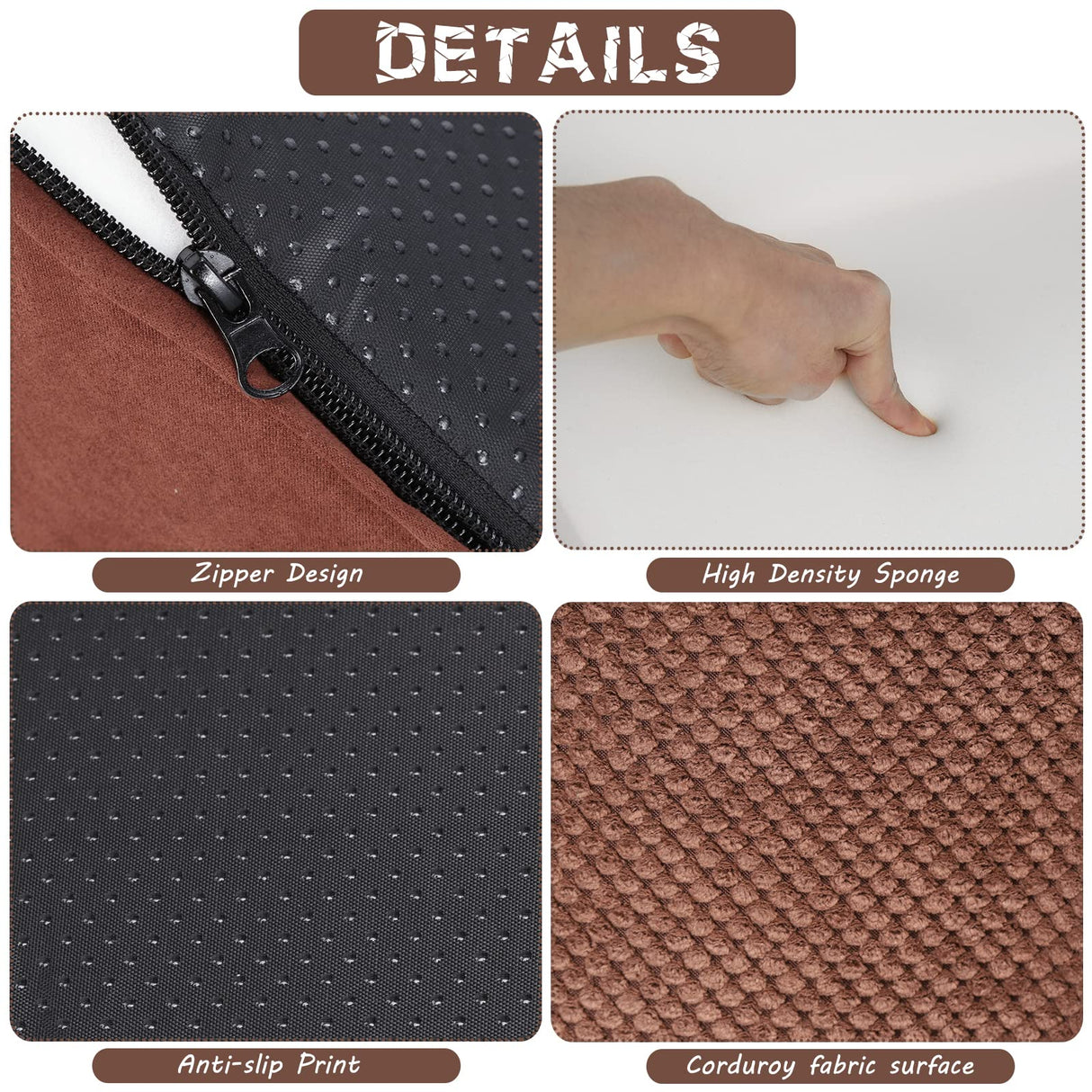 4 Tiers Extra Wide Dog Steps, Pet Stairs-High Density Foam Dog Ladder Ramp for Bed or Couch,Non-Slip Dog Stairs for Short Leg Dogs,Older/Injured Pets,with Lint Roller 2 Refills Brown/Black