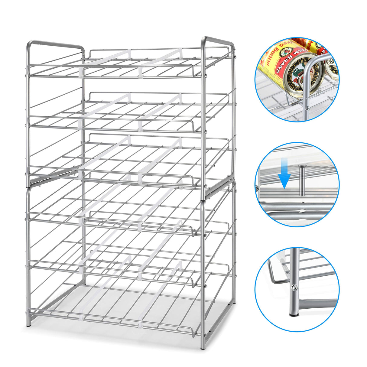 Simple Trending Stackable Can Rack Organizer, Silver