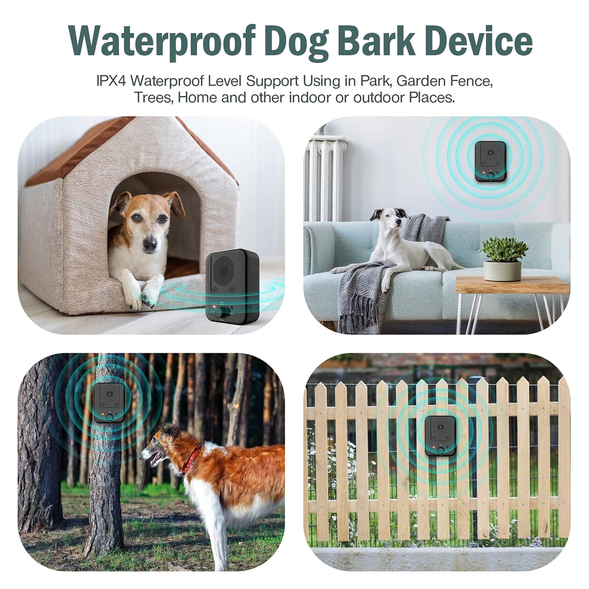 Stop Dog Barking Device, Automatic Anti Barking Devices for Dogs 33 FT, Ultrasonic Rechargeable Waterproof Dog Barking Control Deterrent Stopper Dog Training Tool Indoor/Outdoor Safe for Most Dogs