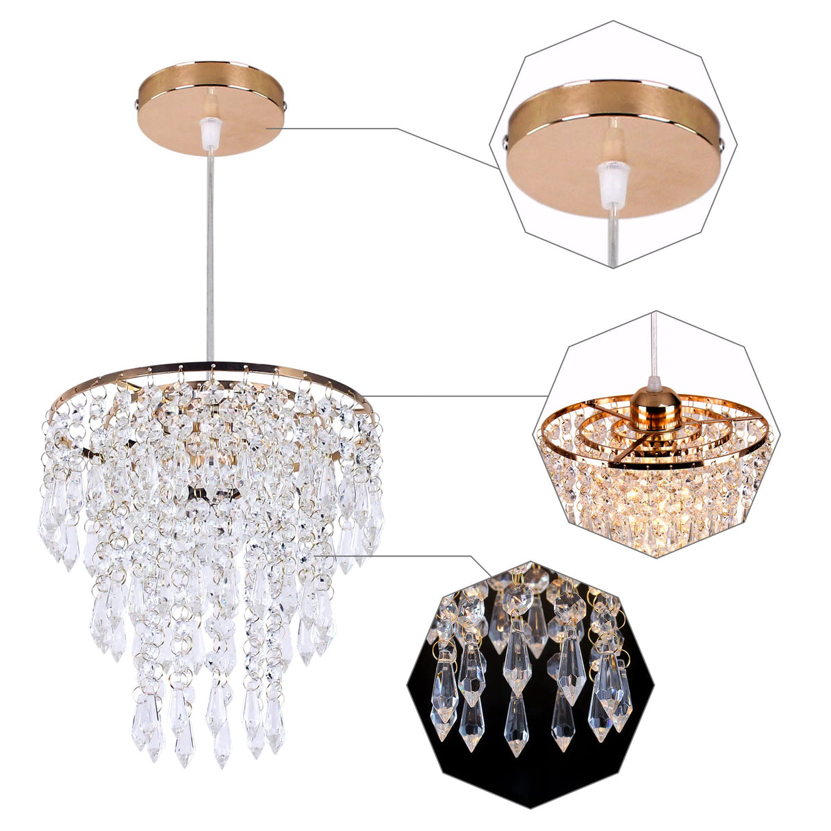 Mini Crystal Chandelier Pendant Ceiling Light Fitting Hallway Lights Ceiling Light Crystal Raindrop Chandelier for Bedroom Living Room Dining Room
