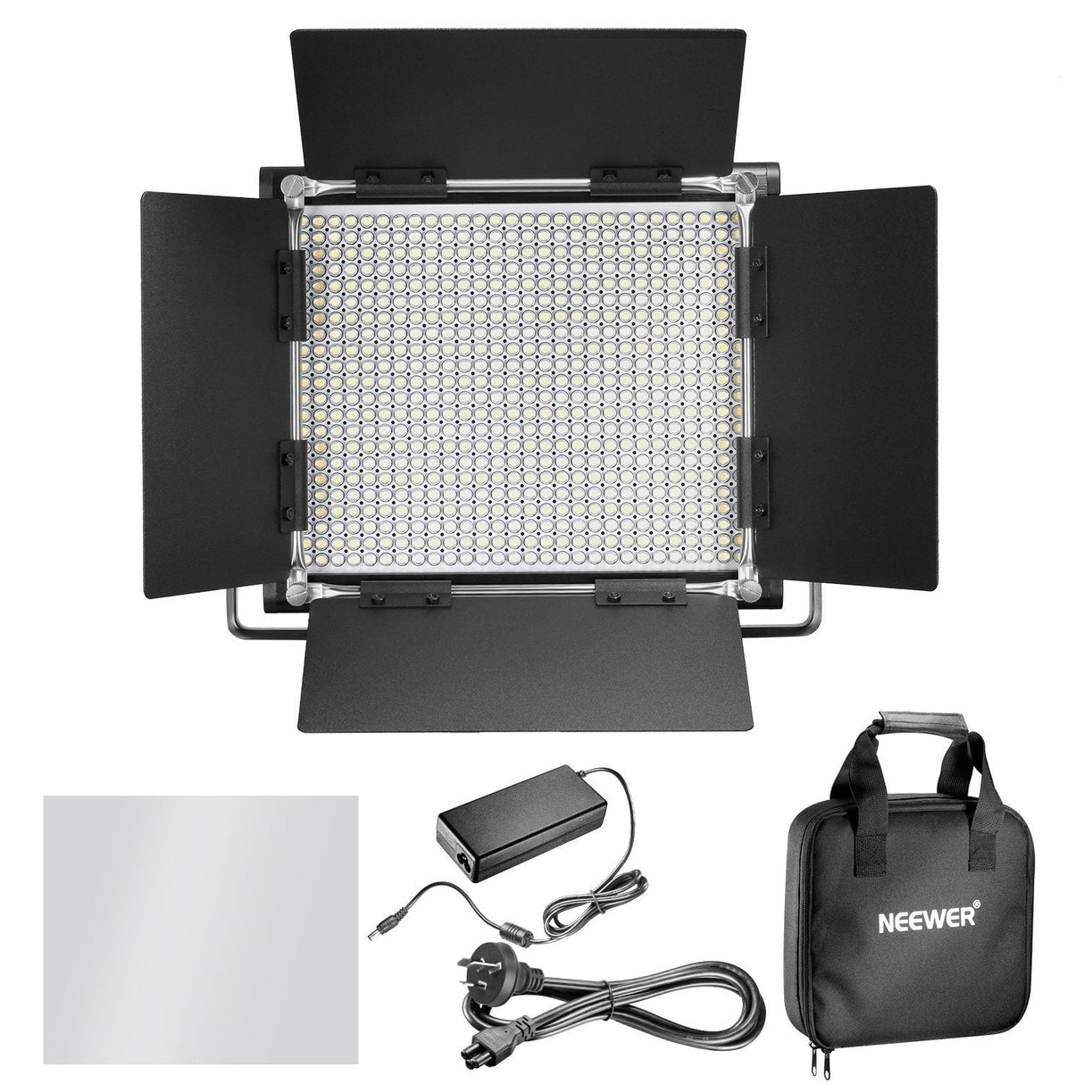 NEEWER 2 Pieces Bi-color 660 LED Video Light and Stand Kit Includes:(2)3200-5600K CRI 96+ Dimmable Light with U Bracket and Barndoor and (2)75 inches Light Stand for Studio Photography, Video Shooting