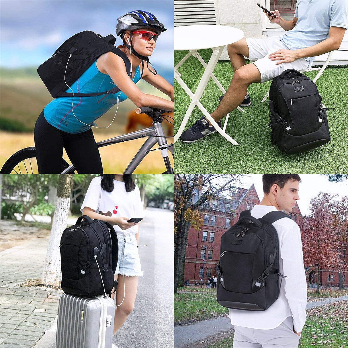 Travel Laptop Backpack Water Resistant Business Backpack USB Charging Port Computer Backpack Men Women College School Bag Fit 16 inch Laptops… (Black)