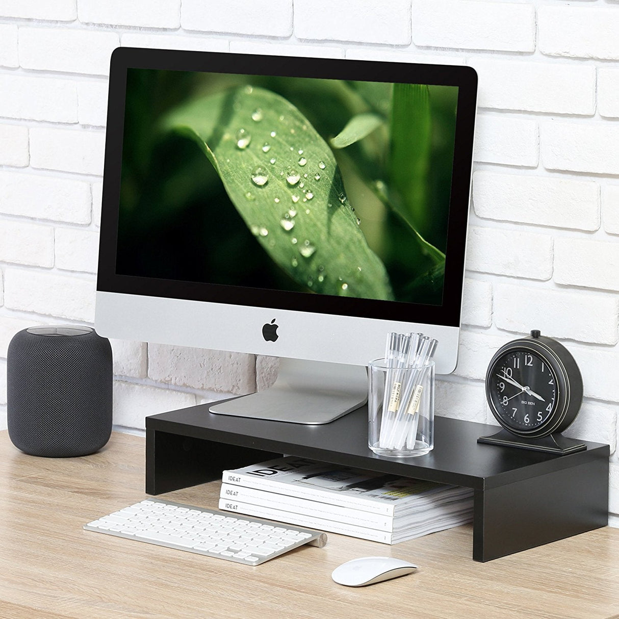 Monitor Stand Wood PC Laptop Computer Screen Riser Desk with Keyboard Storage Space 54 x 25cm