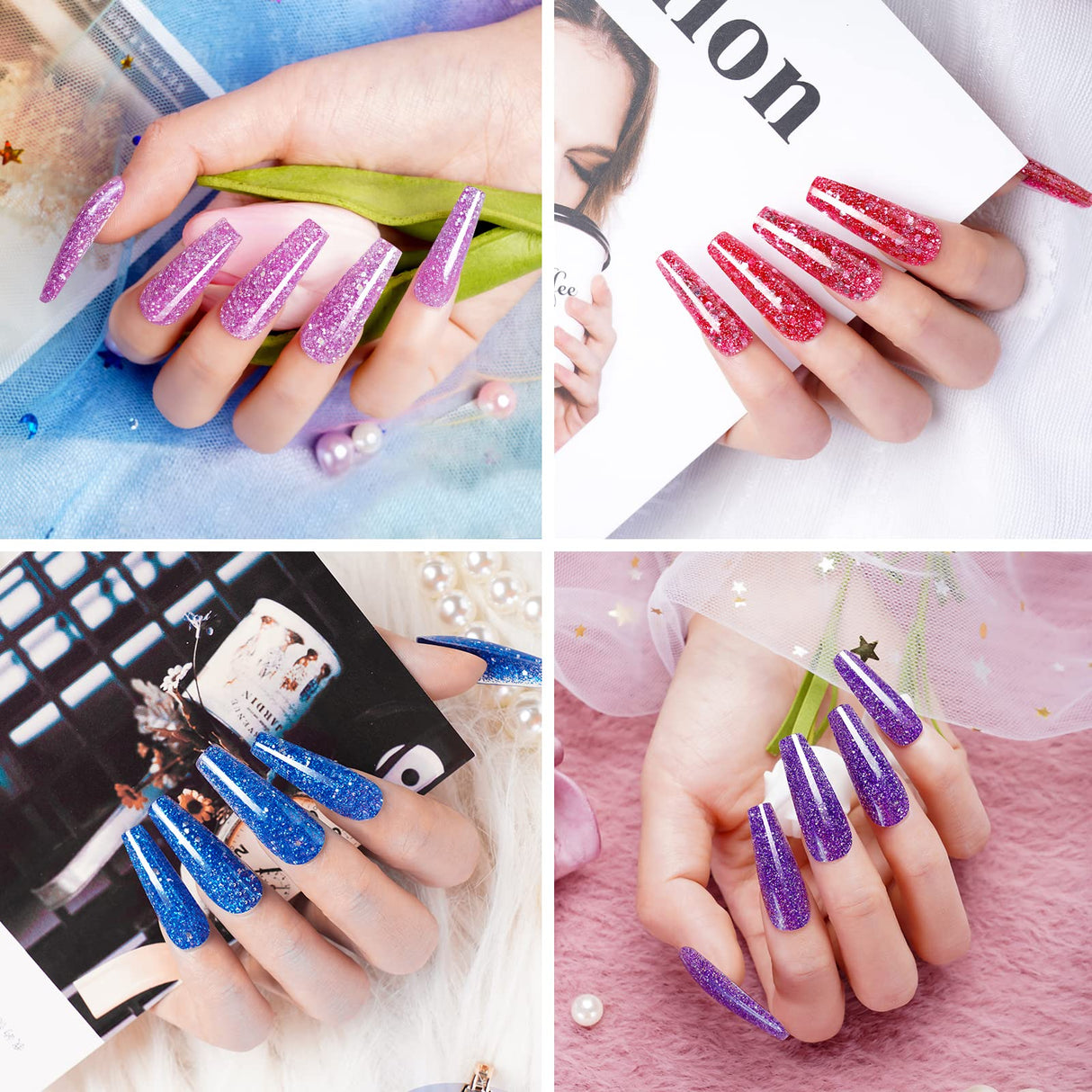 Poly Gel Nail Extension Kit with Lamp, 10 Glitter Colors Quick Nail Builder Gel Enhancement Set, Easy Poly Nail Gel Kits with Rhinestones, Nail Forms for Starters DIY Nail Art