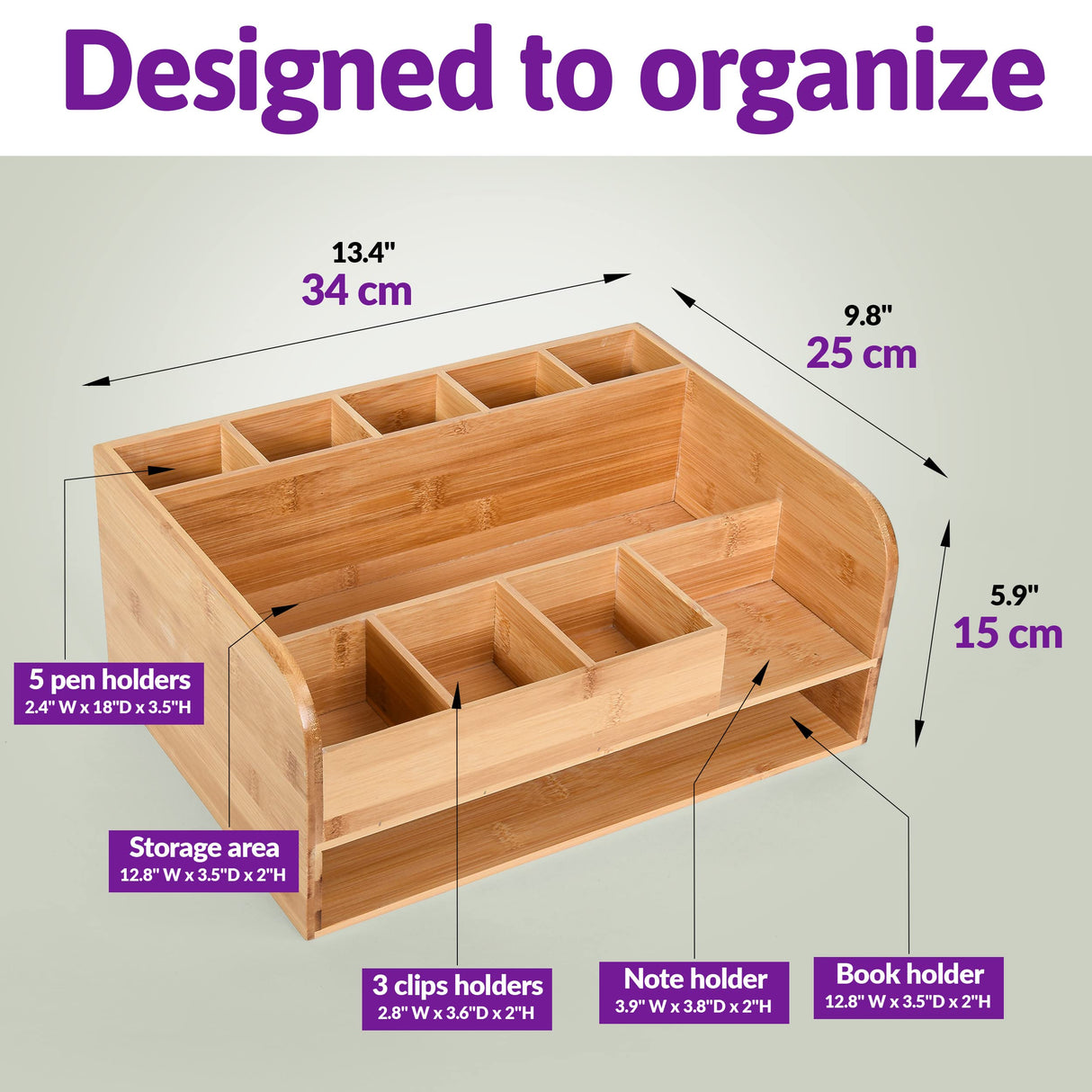 Bamboo Wood Desk Organizer with File Organizer for Office Supplies Storage & Desk Accessories. Perfect Office Decor combo for Desk Organization, Office Desks, Home Office and more by MissionMax