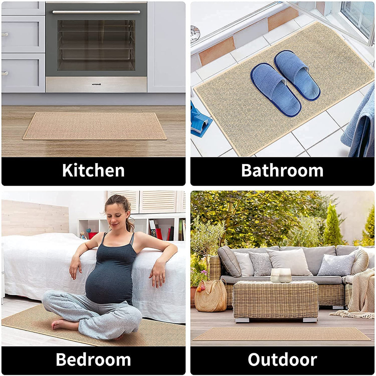 Kitchen Floor Mats, Sink Kitchen Absorbent Rugs and Mats, Non-Skid Kitchen Mat, Standing Mat Washable (44X75cm (17"x29"), Oats)