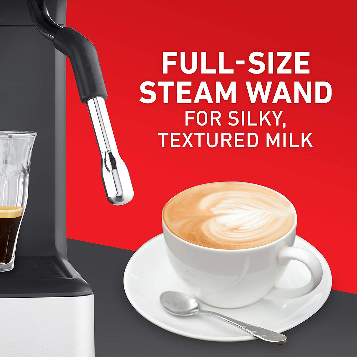 Sunbeam Café Espresso II Coffee Machine | Espresso, Latte & Cappuccino Coffee Maker| 1.7L Water Tank | Milk Frother | 15 Bar Italian Pump | Stainless Steel Milk Jug | Silver
