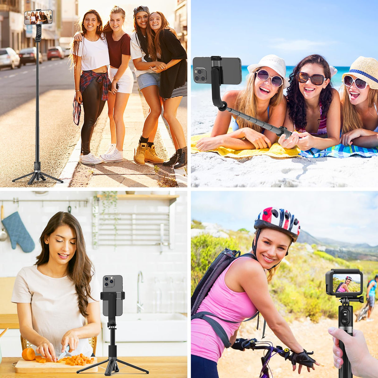 Selfie Stick Phone Tripod Stand, 55"/140cm Small Selfie Stick Tripod with Remote, for iPhone/GoPro/Android/Insta360, Phone Stand for Video Recording/Travel with Camera Connector Kit