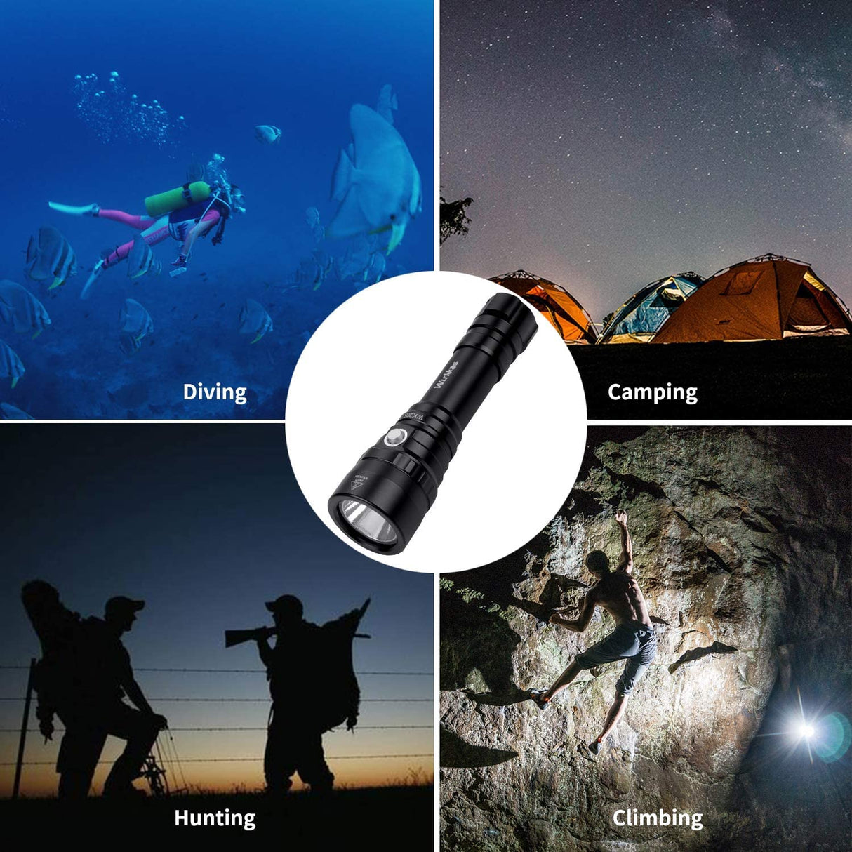 Dive Torch Max 2000 Lumen Dive Flashlight, IPX8 Waterproof Scuba Diving Torch, Submarine Flashlight with Luminus SST40 LED, Professional Snorkeling Light for Under Water Deep Sea Cave(5000K)