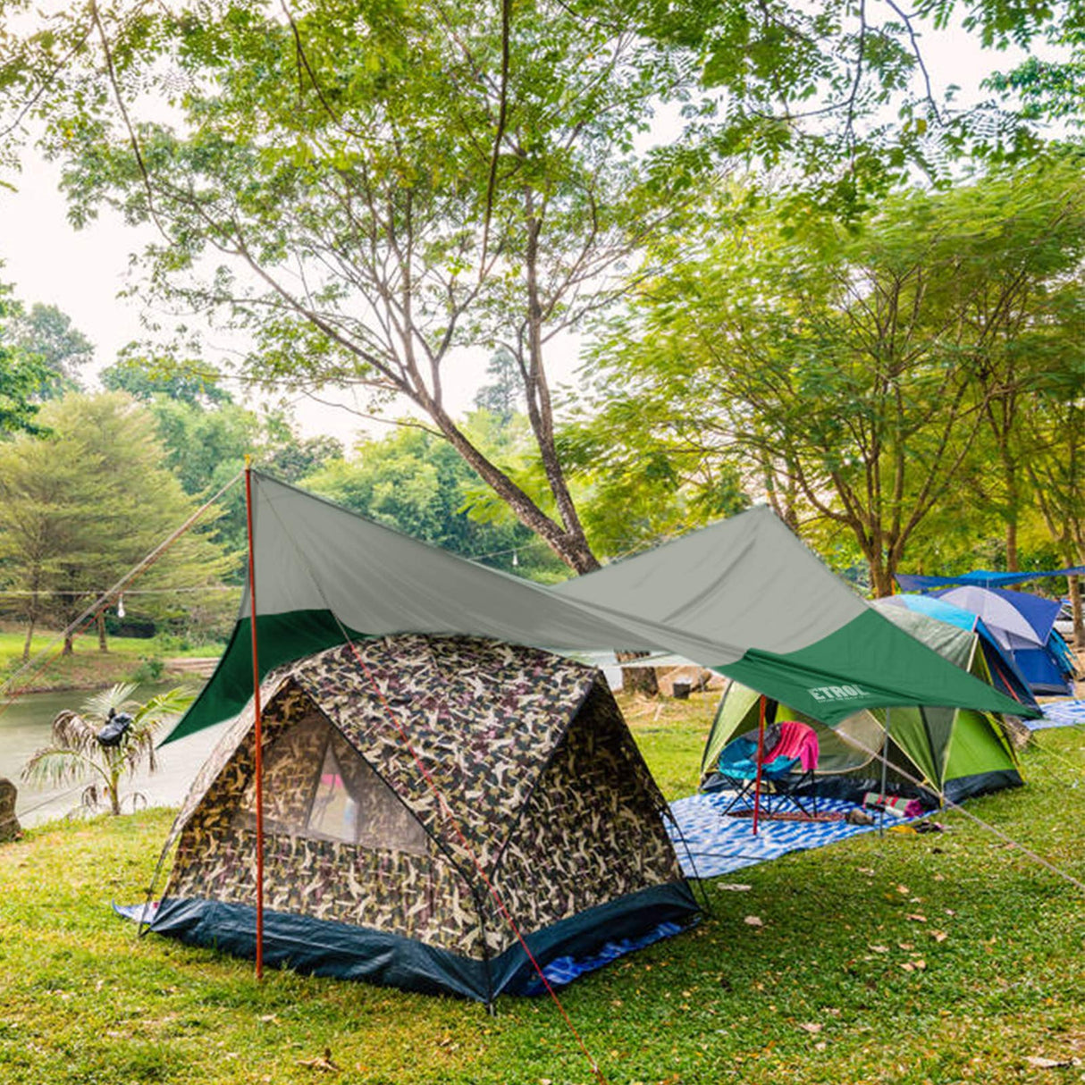 Waterproof Camping Hammock Tarp - 5 in 1 Multifunctional Rain Fly for Tent