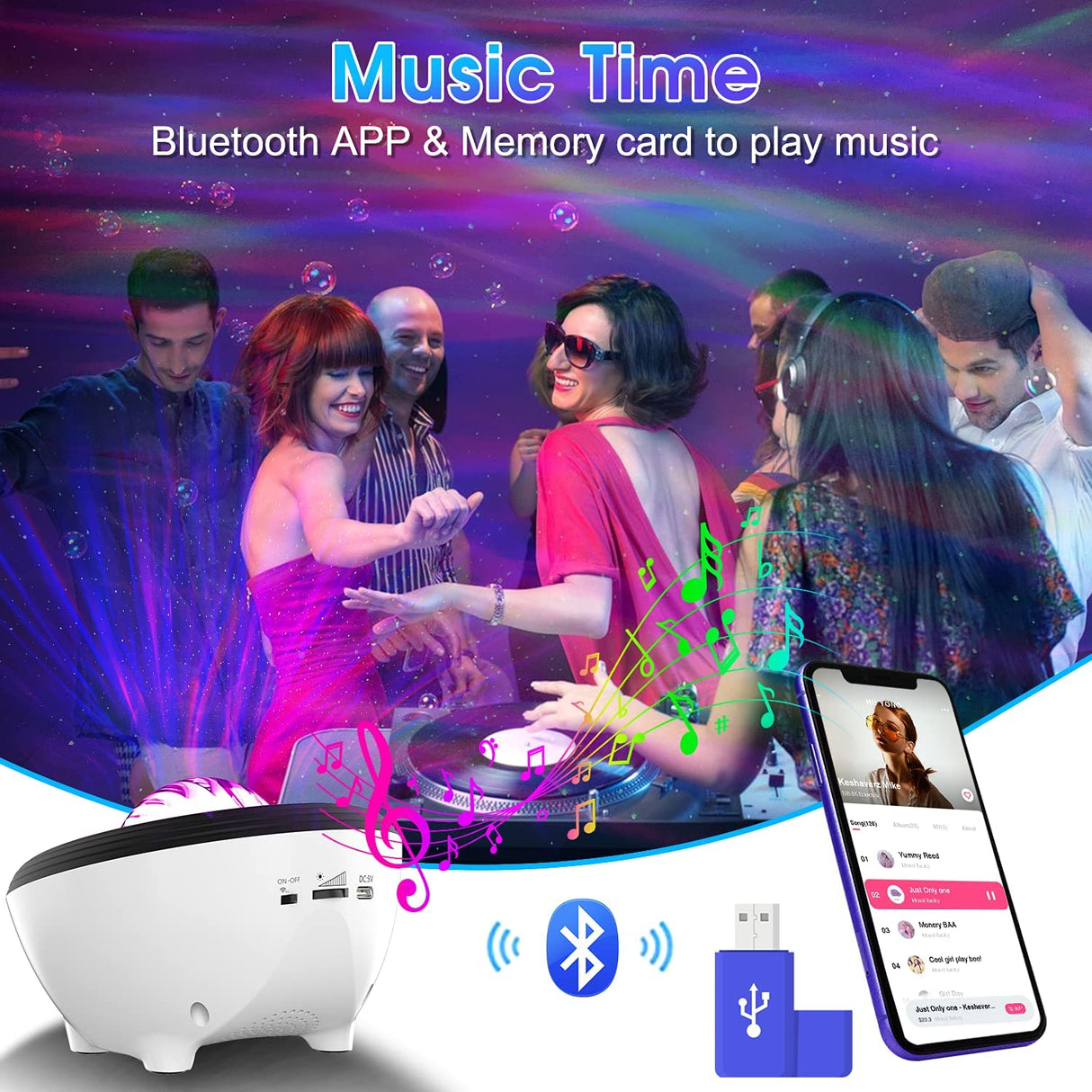 Galaxy Projector Aurora Projector Star, Star Projector Night Light Projector Compatible With Alexa, Built-in Speaker, 15 Color Modes 8 Types of White Noise Star Projector, Gifts for Kids/Adults