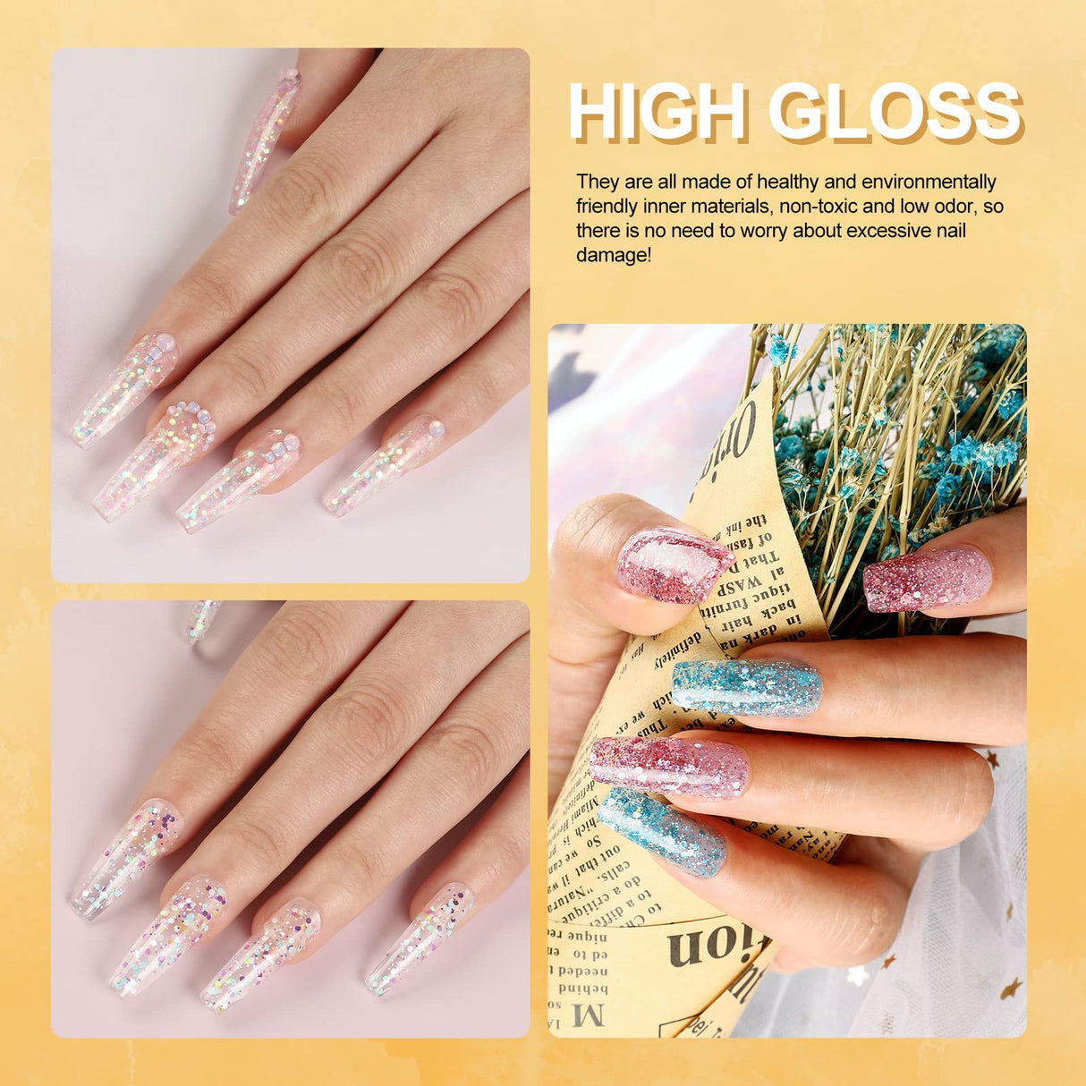 Gel Nail Starter Kit for Beginner,6 Pcs Gel Nail Polishes 3 Colors Poly Extension Gel 16 W Mini Nail Lamp for Nail Builder and Base Coat Top Coat Gel Nail Polish Manicure Tools Starter Kit Complete