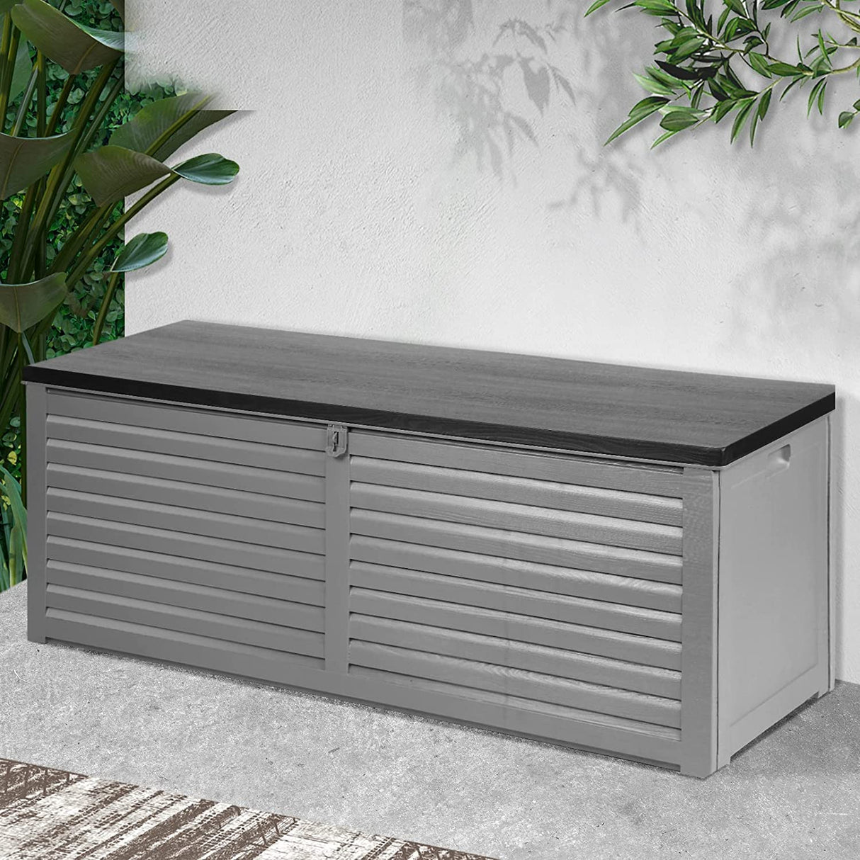 Gardeon Outdoor Storage Box Bench Seat Lockable Garden Deck Toy Tool Sheds 390L