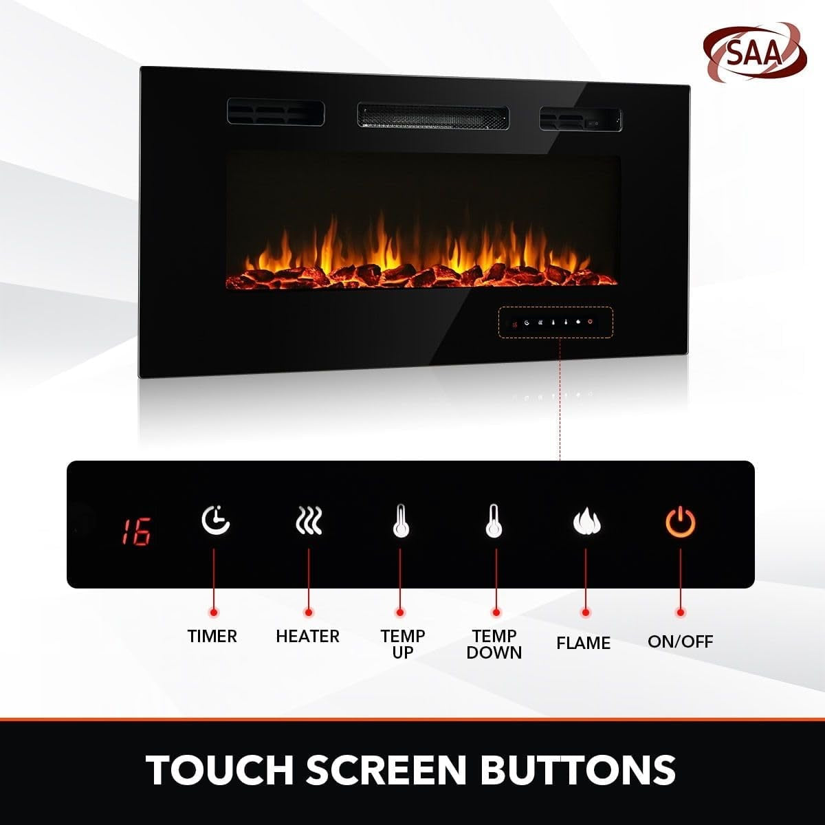 2-in-1 40 Inch Wall Recessed Mounted Electric Fireplace Heater 900/1800W w/5 Flame Settings