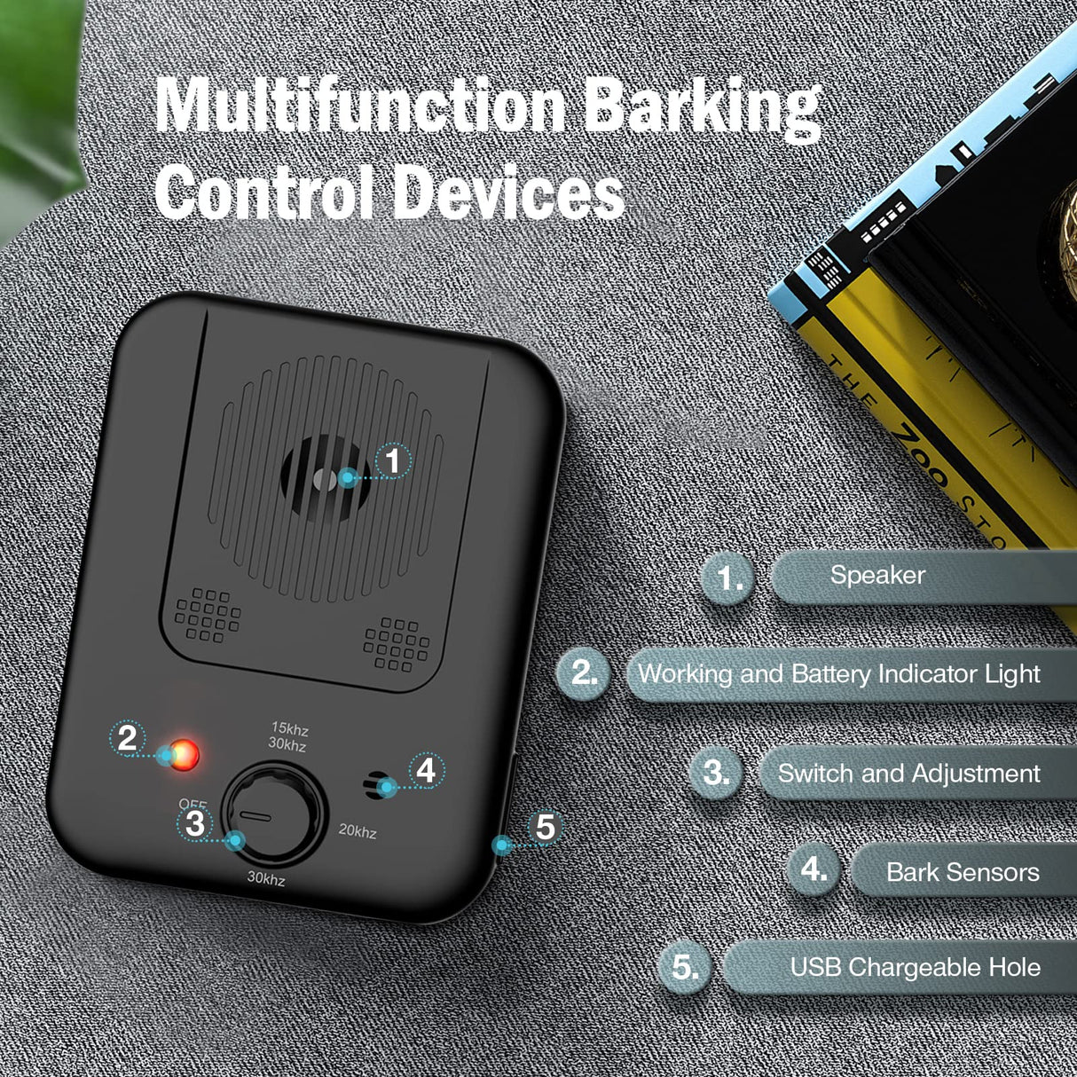 Stop Dog Barking Device, Automatic Anti Barking Devices for Dogs 33 FT, Ultrasonic Rechargeable Waterproof Dog Barking Control Deterrent Stopper Dog Training Tool Indoor/Outdoor Safe for Most Dogs