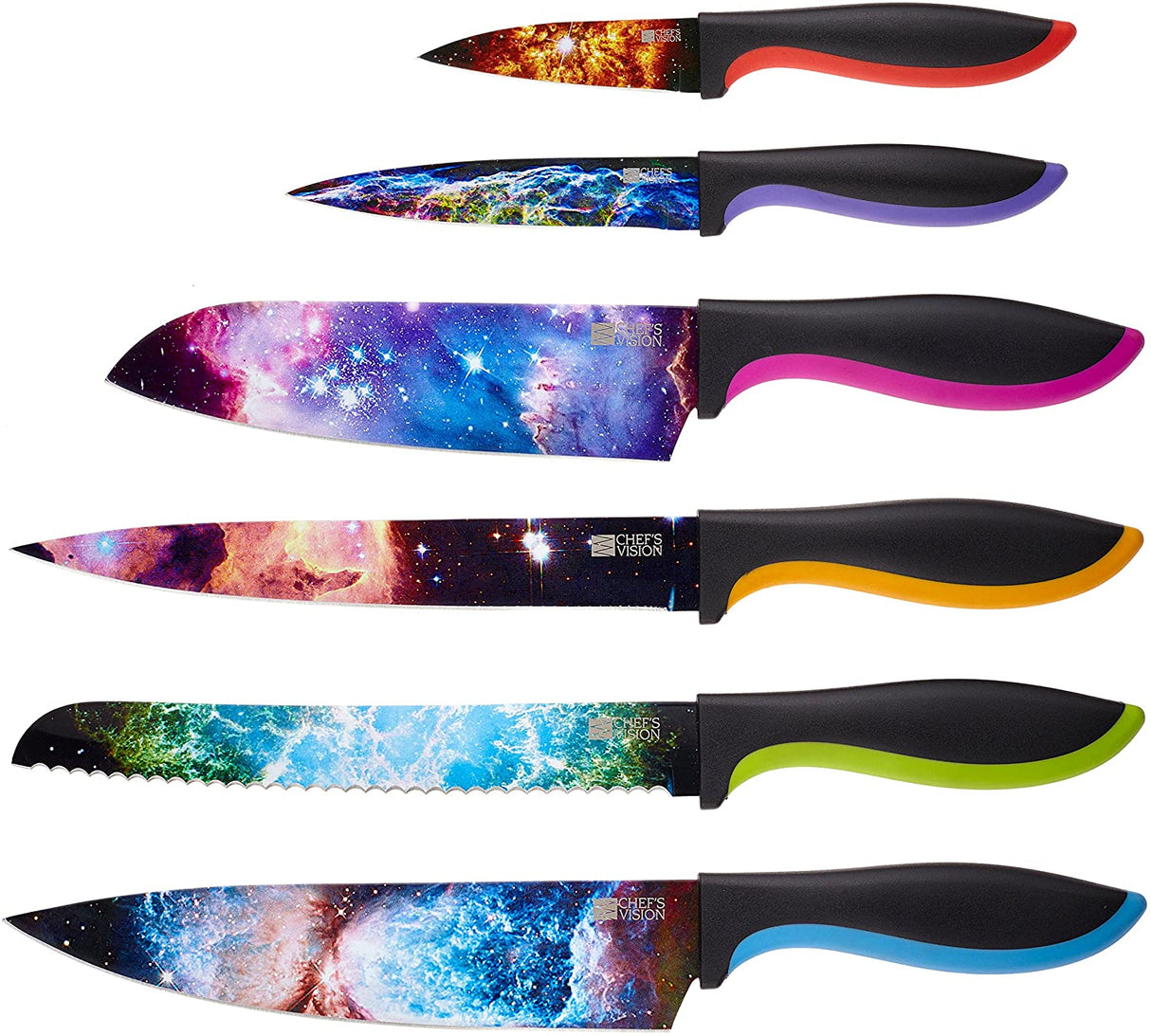Cosmos Kitchen Knife Set in Gift Box - Color Chef Knives - Cooking Gifts for Husbands and Wives, Unique Wedding Gifts for Couple, Birthday Gift Idea for Men, Housewarming Gift New Home for Women