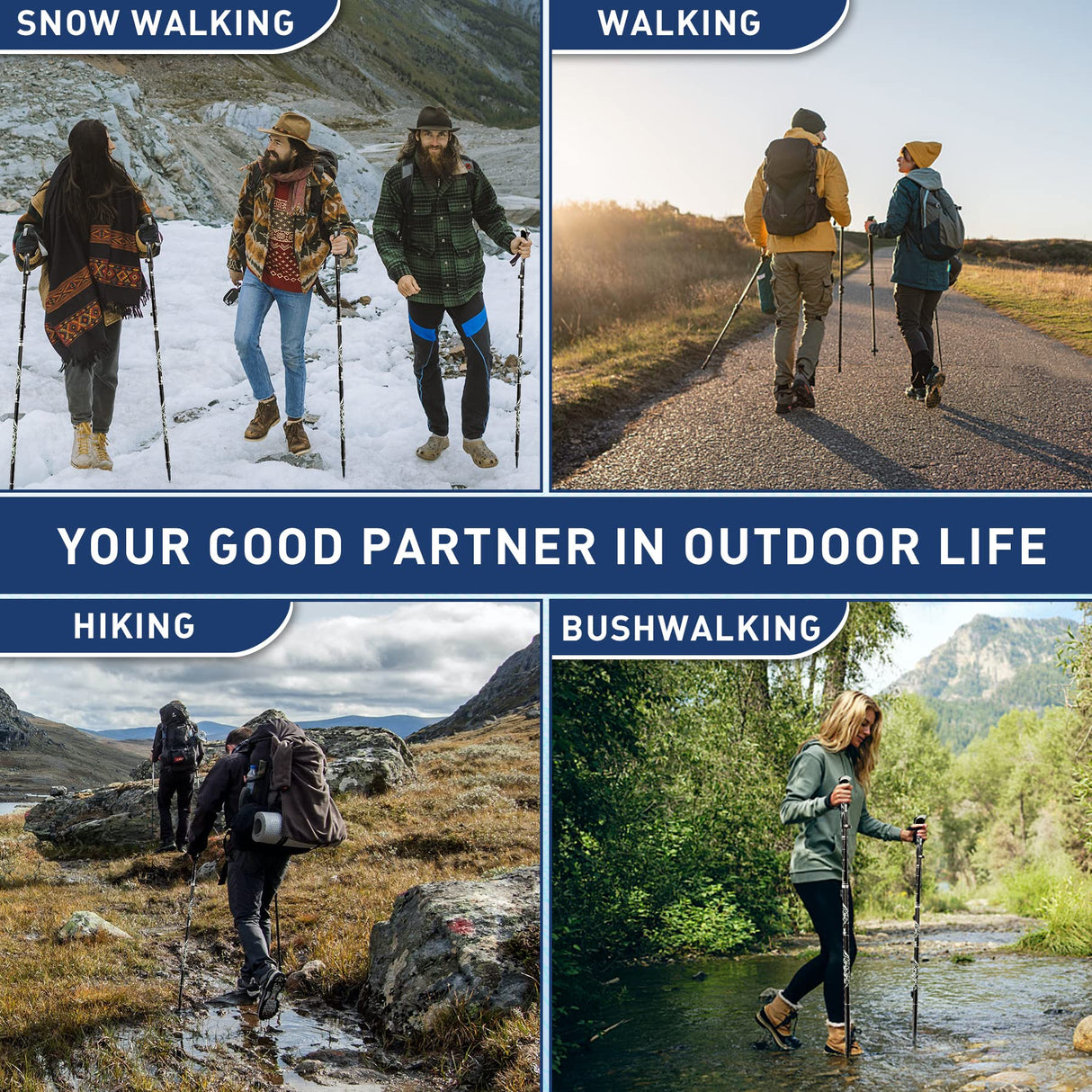 Collapsible Trekking Pole - Adjustable,Aluminum,Lightweight,Ultralight Hiking Pole for Climbing Camping Backpacking Walking Men Women