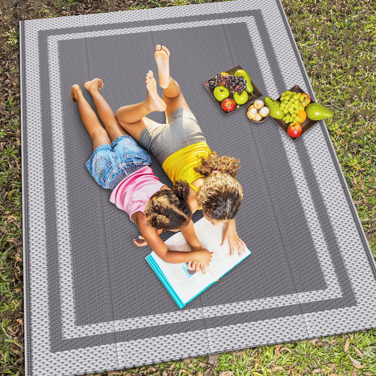 Extra Large Outdoor Rug(150x245cm) - Camping Rug, Porch Rug, Reversible Portable Outdoor Plastic Straw Rug, Waterproof Mat for Rv, Deck, Camper, Balcony, Patio