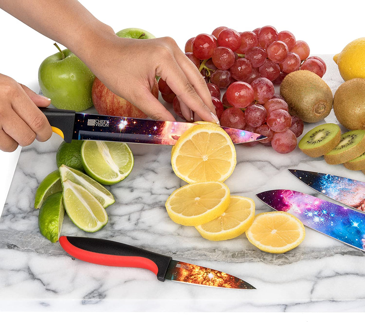 Cosmos Kitchen Knife Set in Gift Box - Color Chef Knives - Cooking Gifts for Husbands and Wives, Unique Wedding Gifts for Couple, Birthday Gift Idea for Men, Housewarming Gift New Home for Women