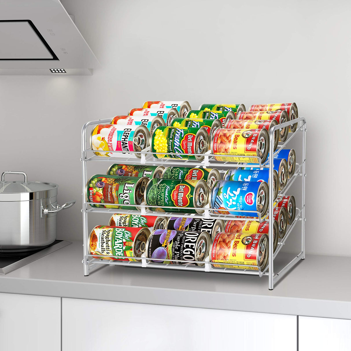 Simple Trending Stackable Can Rack Organizer, Silver