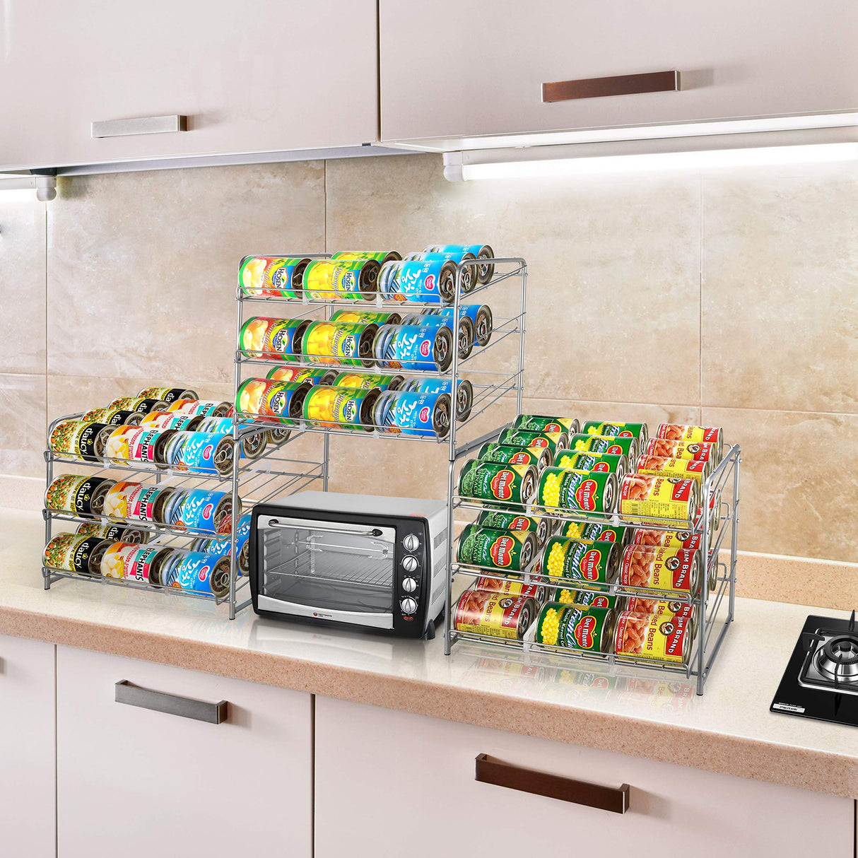 Simple Trending Stackable Can Rack Organizer, Silver