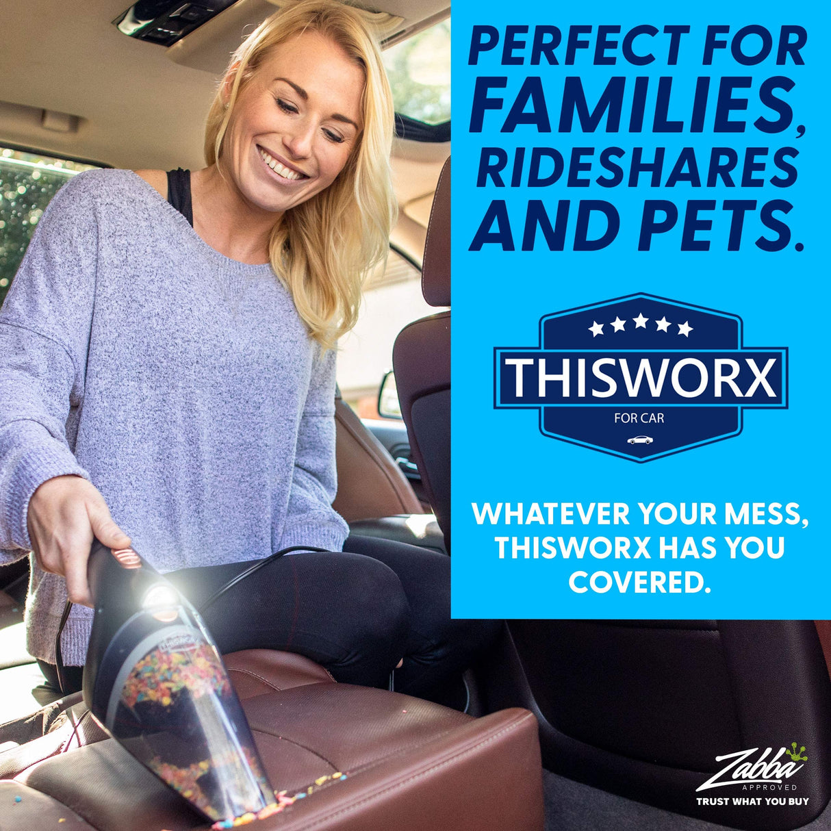 Car Vacuum Cleaner - Car Accessories - Small 12V High Power Handheld Portable Car Vacuum w/Attachments, 16 Ft Cord & Bag - Detailing Kit Essentials for Travel, RV Camper