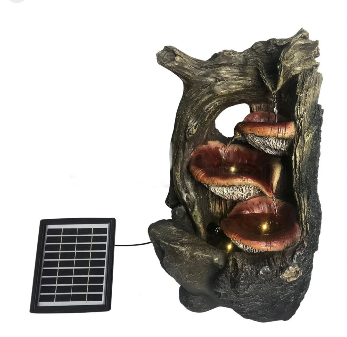 Garden Features Solar Powered Outdoor Water Fountain Bird Bath w/LED Light