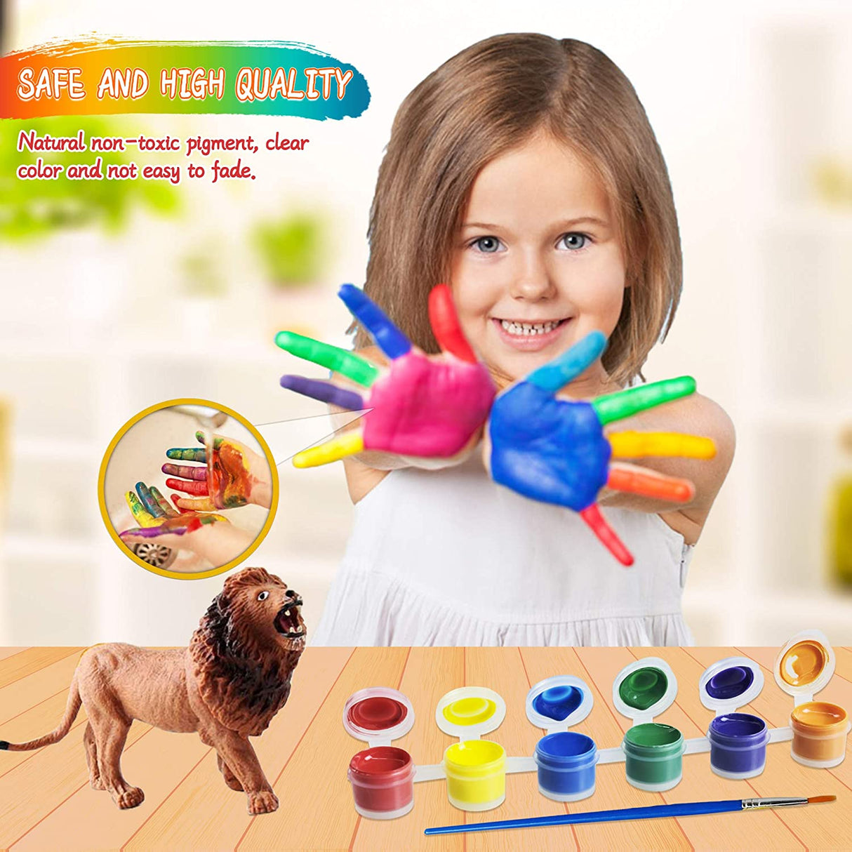 Animals Painting Kits, DIY Animal Crafts and Supplies Set Painting Kit, Giraffe Lion Elephant Modelling, STEM Educational Set Toys for Kids Boys Girls