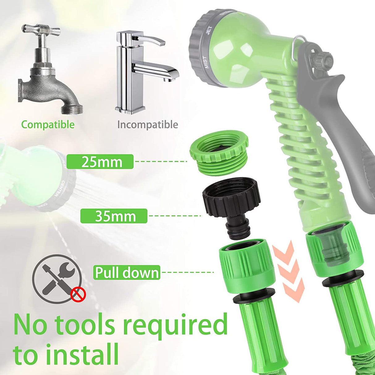 Garden Hose, 75ft Flexible Garden Hose, 22.5m Expandable Garden Hose Pipe Water Hose with 7 Function Spray Gun Hand Shower